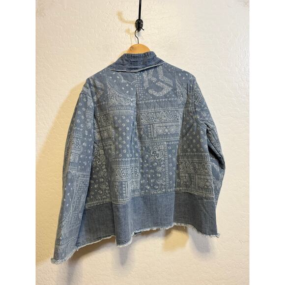 1572 POL Medium Black Quilted Paisley  Crochet Patches Open Pocket Jacket NEW - Picture 5 of 5